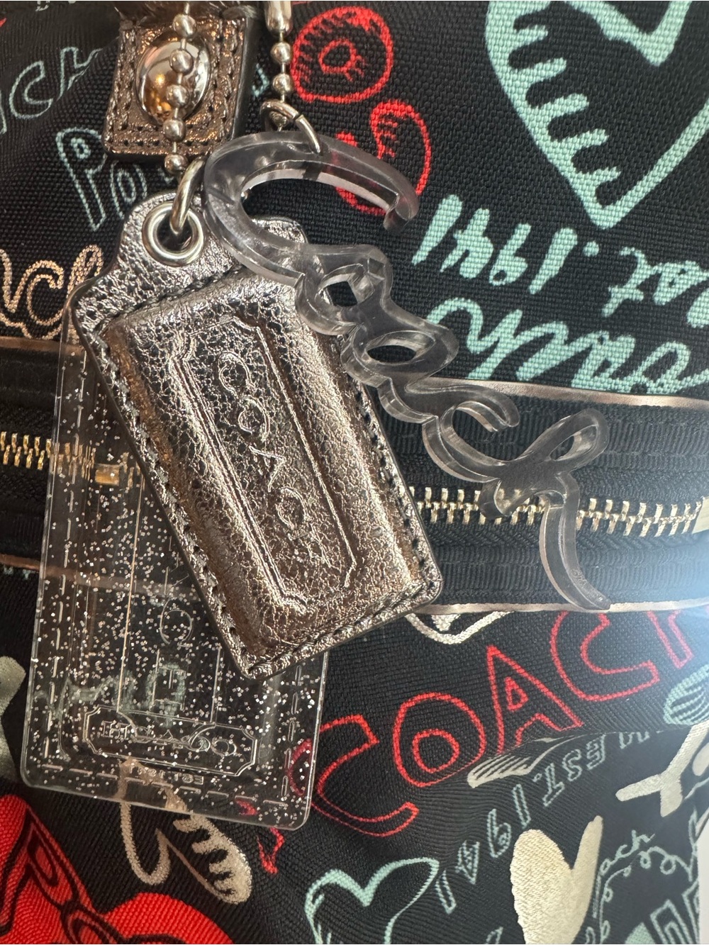Coach POPPY in Unique Black, Teal, Red & Silver, in Amazing Preloved Condition❤️ - Picture 2 of 14